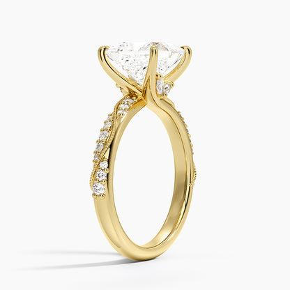 Camellia Hidden Accent 2.5mm Diamond Ring - Princess Cut Center Stone