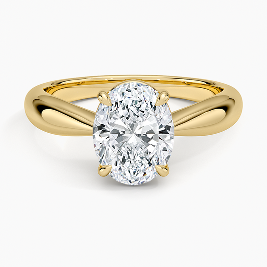 Thea Tapered Solitaire Diamond Ring - Oval Center Stone