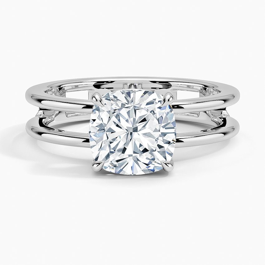 Aimee Open Double Band Solitaire Ring - Cushion Cut Center Stone