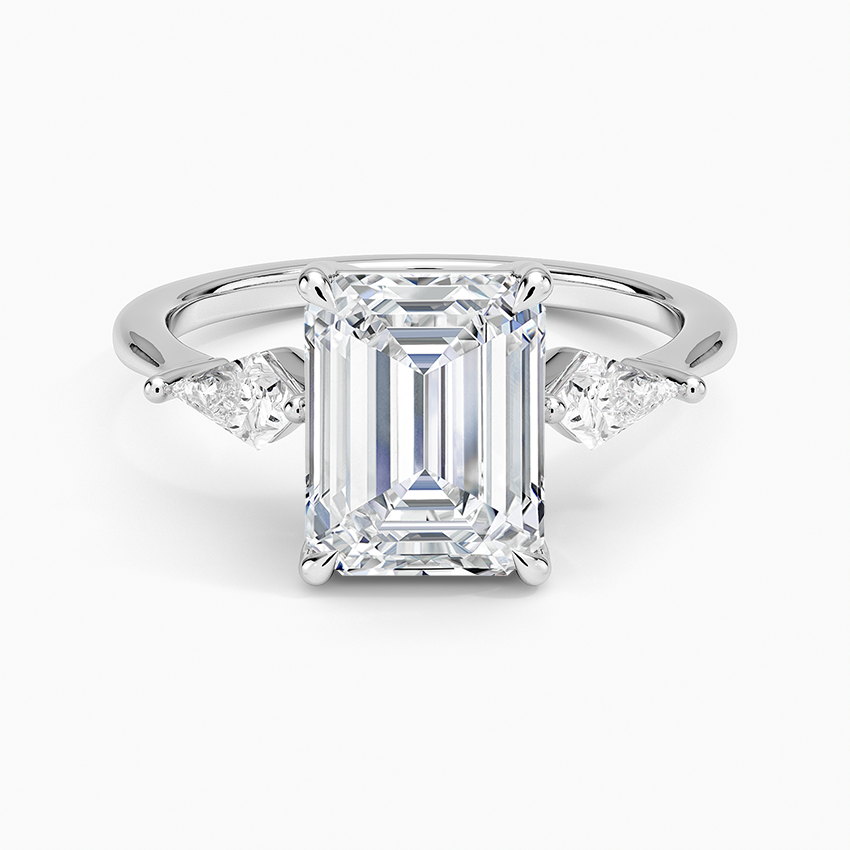 Luxe Cometa Three Stone Diamond Ring (1/3 ct. tw.) - Emerald Cut Center Stone