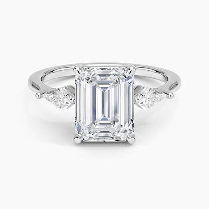 Luxe Cometa Three Stone Diamond Ring (1/3 ct. tw.) - Emerald Cut Center Stone