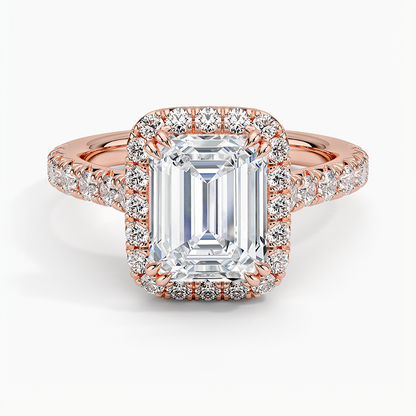 Sienna Halo Half Coverage Diamond Ring (2/3 ct. tw.) - Emerald Cut Center Stone
