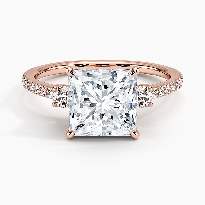 Lyra Three Stone Diamond Ring (1/4 ct. tw.) - Princess Cut Center Stone