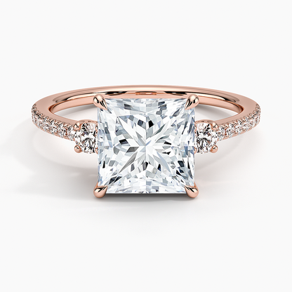 Lyra Three Stone Diamond Ring (1/4 ct. tw.) - Princess Cut Center Stone