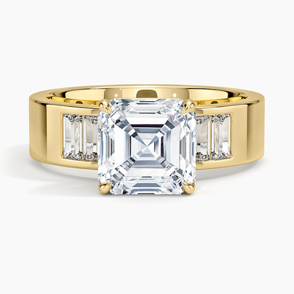 Peyton 5mm Channel-Set Diamond Ring - Asscher Cut Center Stone