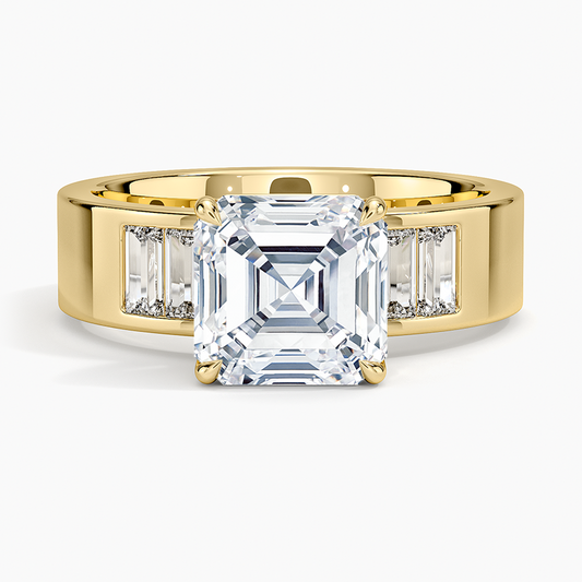 Peyton 5mm Channel-Set Diamond Ring - Asscher Cut Center Stone