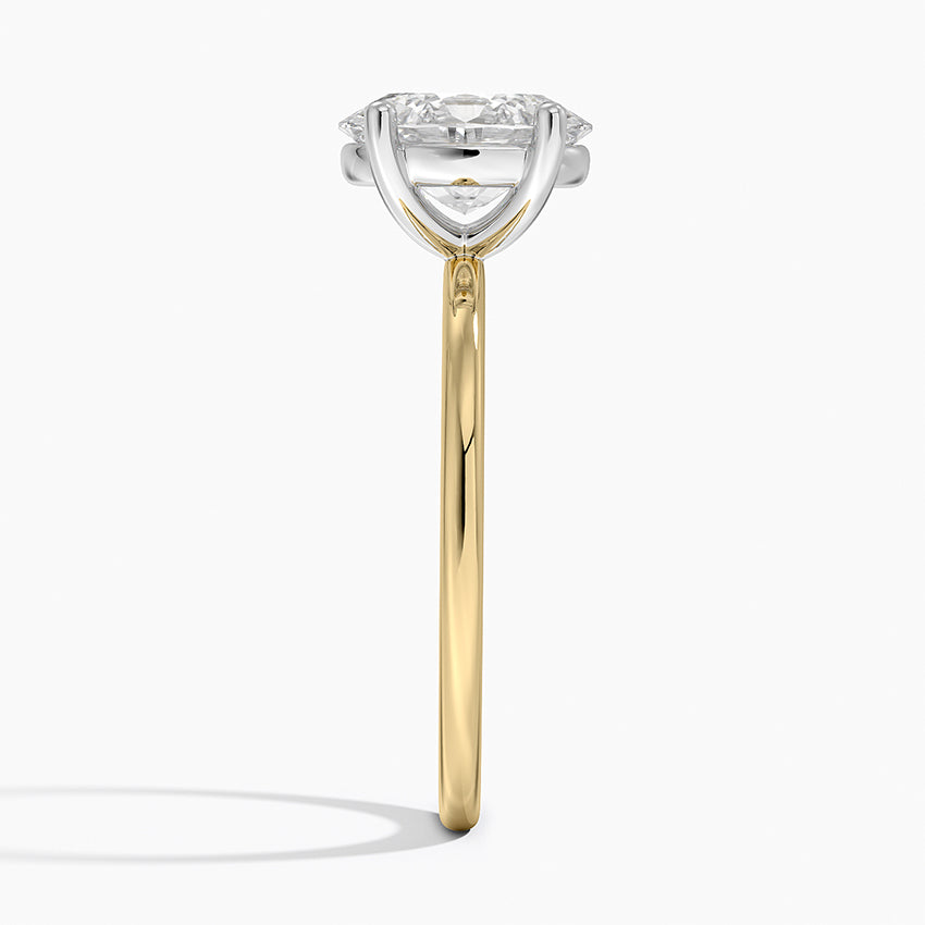 Mixed Metal Perfect Fit Solitaire Ring - Oval Cut Center Stone