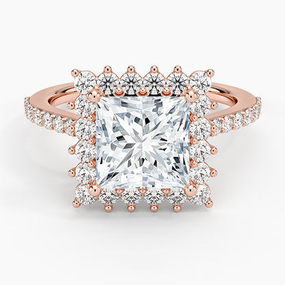 Luxe Sunburst Halo Diamond Ring (1/2 ct. tw.) - Princess Cut Center Stone