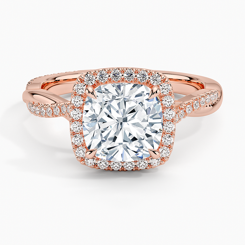 Petite Twisted Vine Halo Diamond Ring (1/4 ct. tw.) - Cushion Cut Center Stone