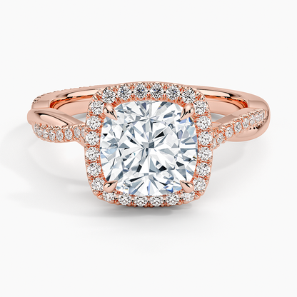Petite Twisted Vine Halo Diamond Ring (1/4 ct. tw.) - Cushion Cut Center Stone