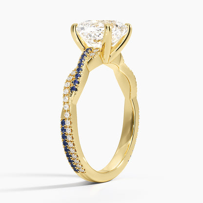 Petite Luxe Twisted Vine Sapphire and Diamond Ring (1/8 ct. tw.) - Cushion Cut Center Stone