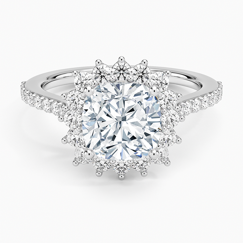 Luxe Sunburst Halo Diamond Ring (1/2 ct. tw.) - Cushion Cut Center Stone