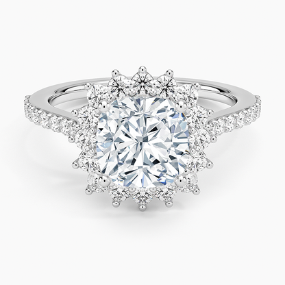 Luxe Sunburst Halo Diamond Ring (1/2 ct. tw.) - Cushion Cut Center Stone
