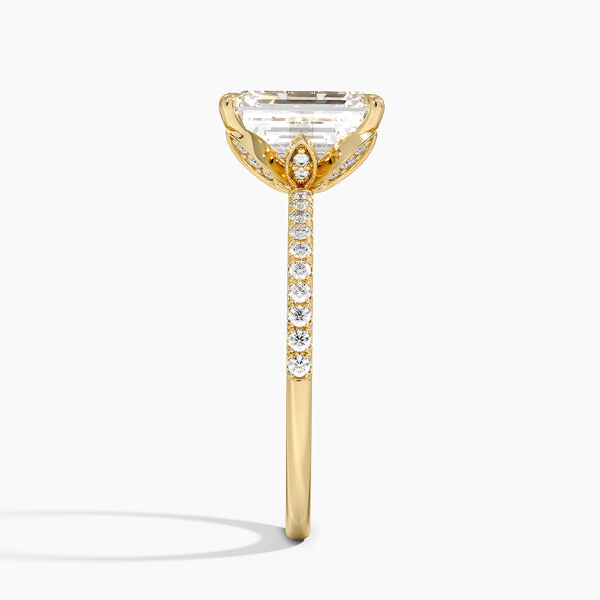 Luxe Petal Diamond Ring - Emerald Cut Center Stone