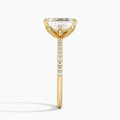 Luxe Petal Diamond Ring - Emerald Cut Center Stone