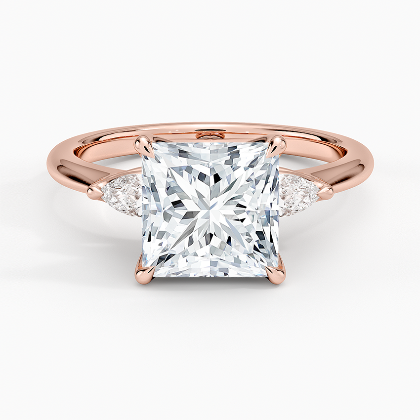 Petite Fleur Three Stone Diamond Ring - Princess Cut Center Stone