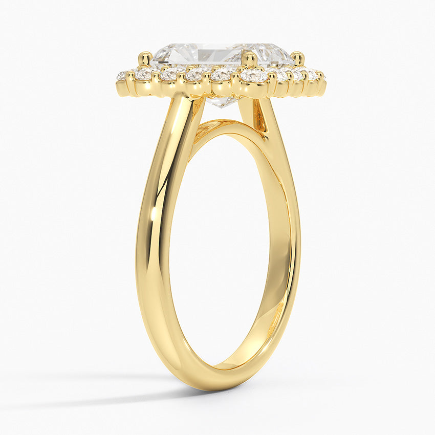 Lotus Flower Halo Diamond Ring (1/4 ct. tw.) - Radiant Cut Center Stone