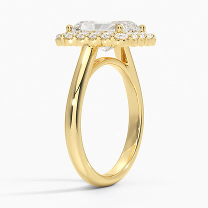 Lotus Flower Halo Diamond Ring (1/4 ct. tw.) - Radiant Cut Center Stone