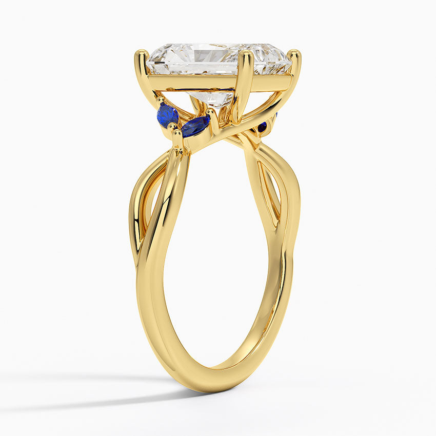 Willow Ring With Sapphire Accents - Radiant Cut Center Stone