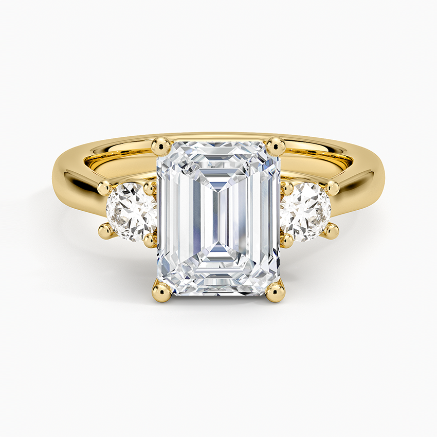 Petite Three Stone Trellis Diamond Ring (1/3 ct. tw.) - Emerald Cut Center Stone