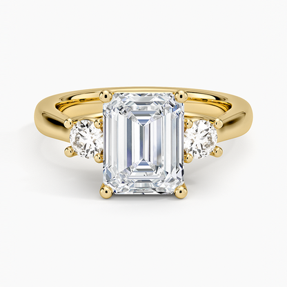Petite Three Stone Trellis Diamond Ring (1/3 ct. tw.) - Emerald Cut Center Stone