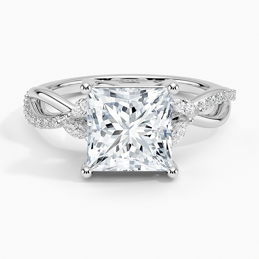 Petite Twisted Willow Diamond Ring - Princess Cut Center Stone