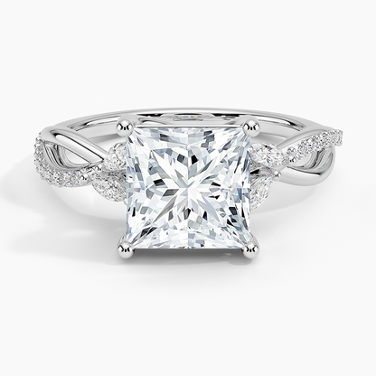 Petite Twisted Willow Diamond Ring - Princess Cut Center Stone