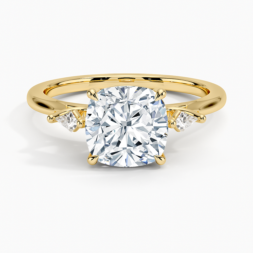 Petite Cometa Perfect Fit Three Stone Diamond Ring - Cushion Cut Center Stone