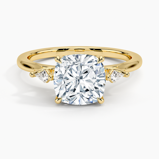 Petite Cometa Perfect Fit Three Stone Diamond Ring - Cushion Cut Center Stone