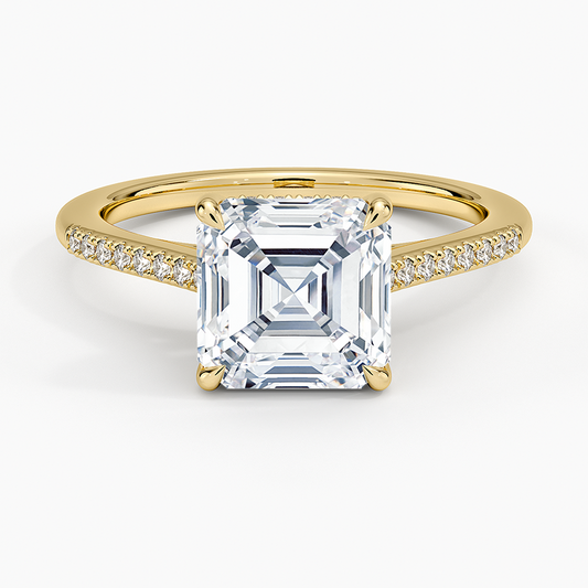 Lissome Half Coverage Diamond Ring - Asscher Cut Center Stone
