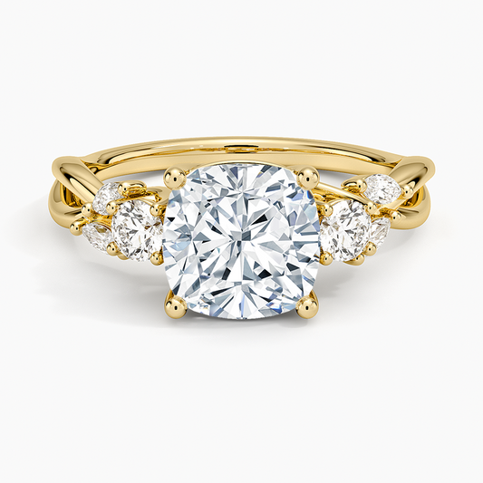 Willow Three Stone Diamond Ring (1/3 ct. tw.) - Cushion Cut Center Stone