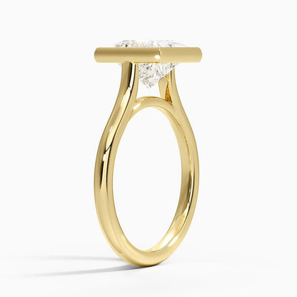Luna 2mm Bezel Ring - Princess Cut Center Stone