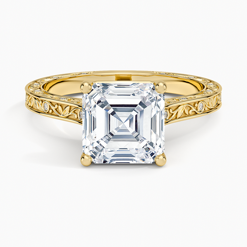 Grove Perfect Fit Engraved Diamond Ring (1/10 ct. tw.) - Asscher Cut Center Stone