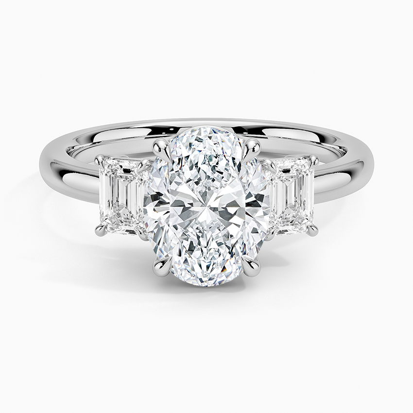 Rhiannon Emerald Cut Three Stone Diamond Ring (1/2 ct. tw.) - Oval Center Stone