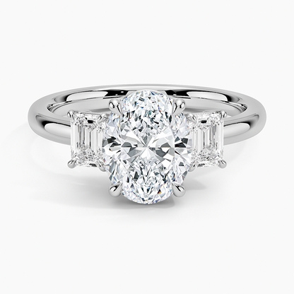 Rhiannon Emerald Cut Three Stone Diamond Ring (1/2 ct. tw.) - Oval Center Stone