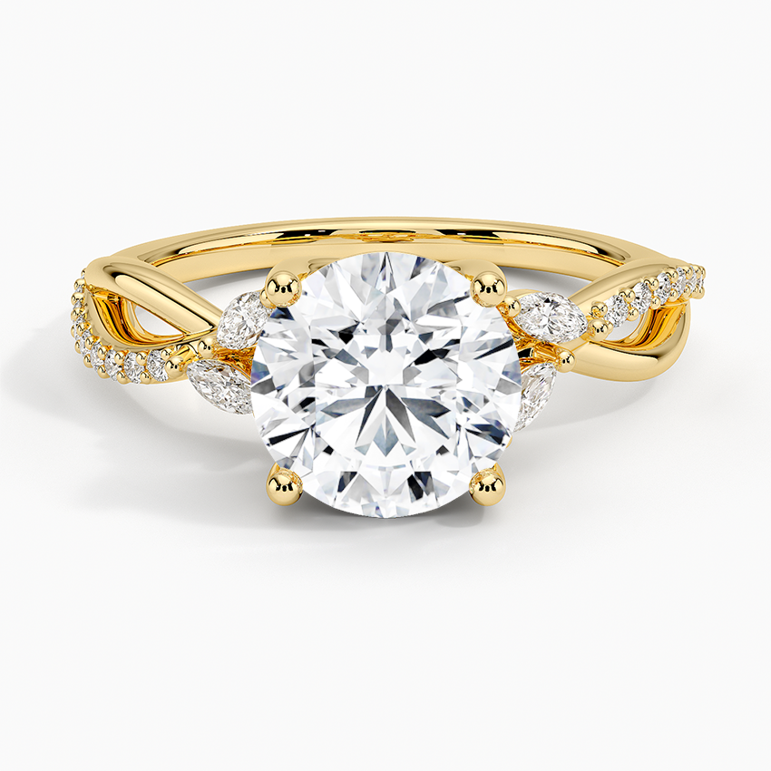 Petite Twisted Willow Diamond Ring - Round Center Stone
