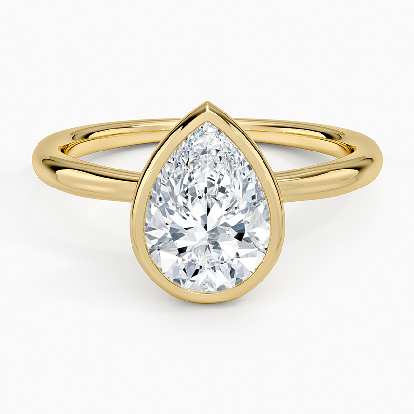 Freesia Bezel Solitaire Ring - Pear Center Stone