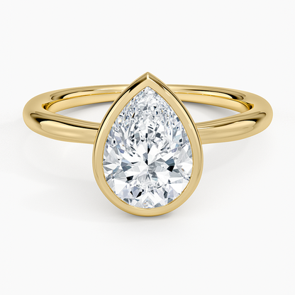 Freesia Bezel Solitaire Ring - Pear Center Stone