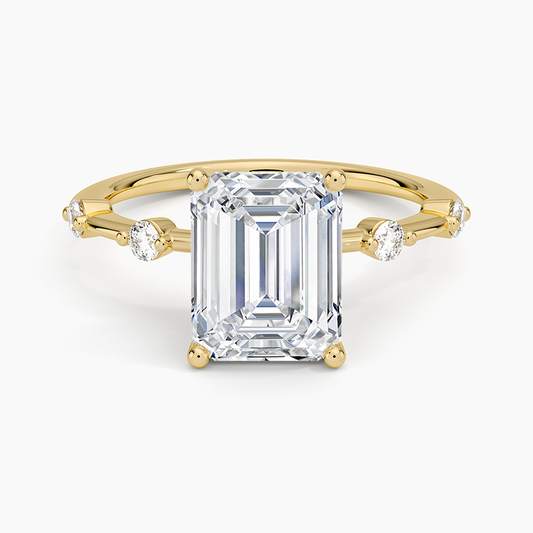 Aimee 1.4mm Diamond Ring - Emerald Cut Center Stone