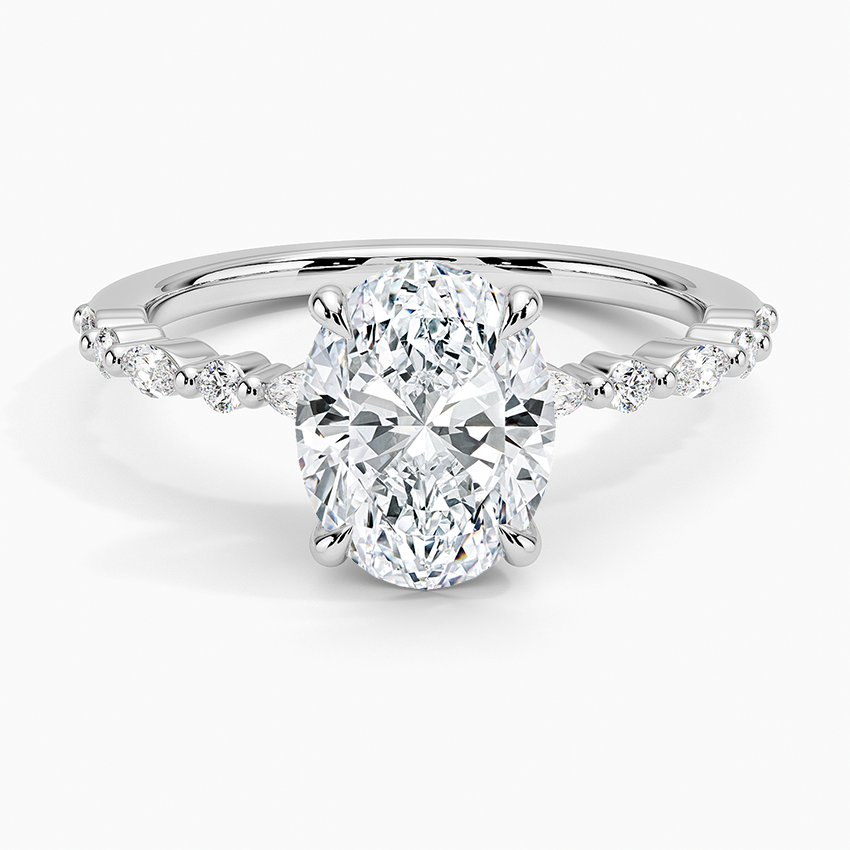 Delicate Versailles Diamond Ring - Oval Center Stone