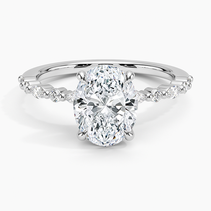 Delicate Versailles Diamond Ring - Oval Center Stone