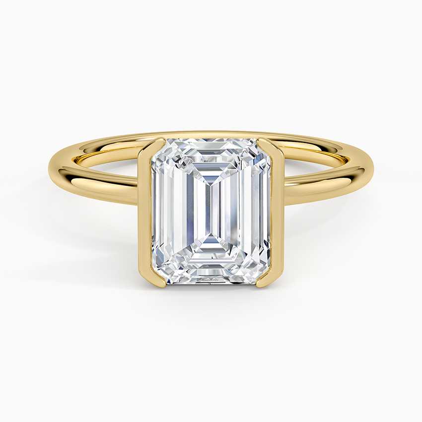 Annika Semi-Bezel Solitaire Ring - Emerald Cut Center Stone