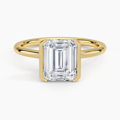 Annika Semi-Bezel Solitaire Ring - Emerald Cut Center Stone