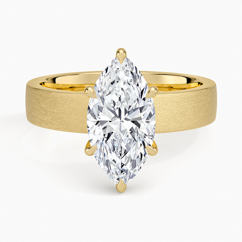 Peyton 4mm Satin Finish Solitaire Ring - Marquise Cut Center Stone