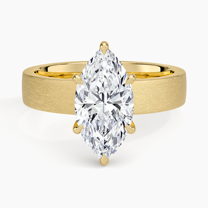 Peyton 4mm Satin Finish Solitaire Ring - Marquise Cut Center Stone