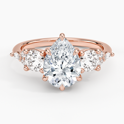 Luxe Nadia Three Stone Diamond Ring - Pear Center Stone
