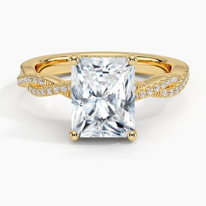 Adorned Luxe Petite Twisted Vine Diamond Ring - Radiant Cut Center Stone