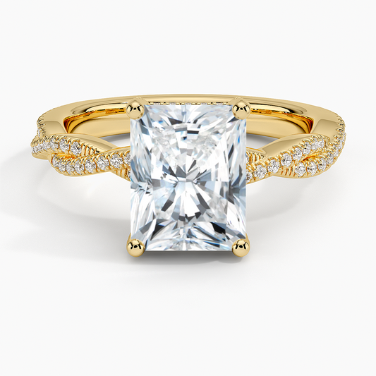 Adorned Luxe Petite Twisted Vine Diamond Ring - Radiant Cut Center Stone
