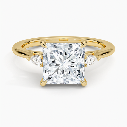 Aria Perfect Fit Three Stone Diamond Ring - Princess Cut Center Stone
