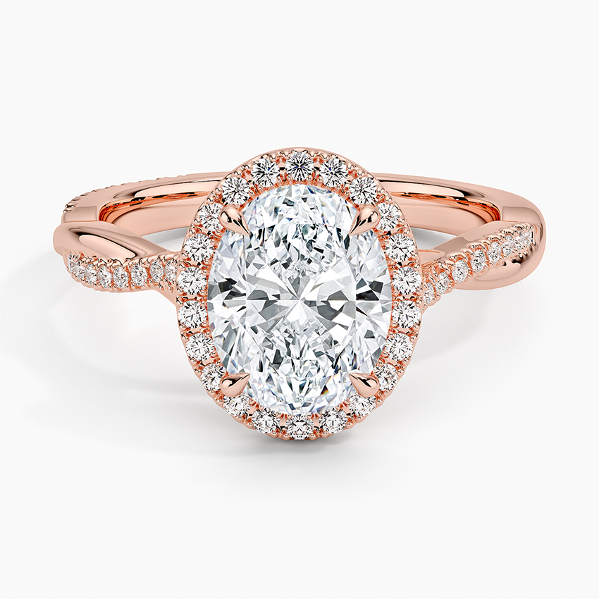 Petite Twisted Vine Halo Diamond Ring (1/4 ct. tw.) - Oval Center Stone